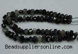 CNG2718 10*14mm - 13*18mm faceted nuggets black rabbit hair beads