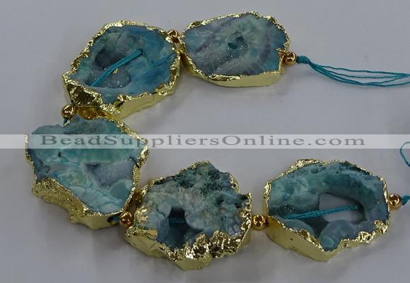 CNG2868 8 inches 35*40mm - 40*50mm freeform druzy agate beads