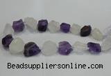 CNG3006 15*20mm - 22*30mm nuggets amethyst & white crystal beads