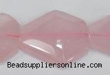 CNG301 15.5 inches 25*35mm faceted nuggets rose quartz beads