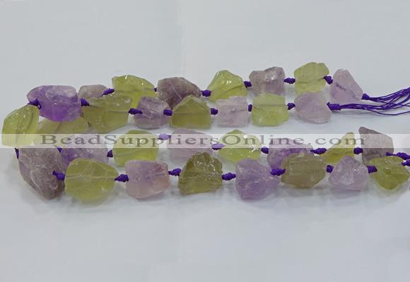 CNG3022 15*20mm - 22*30mm nuggets amethyst & lemon quartz beads