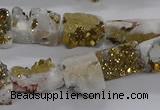 CNG3156 15.5 inche 8*15mm - 11*20mm freeform plated druzy agate beads