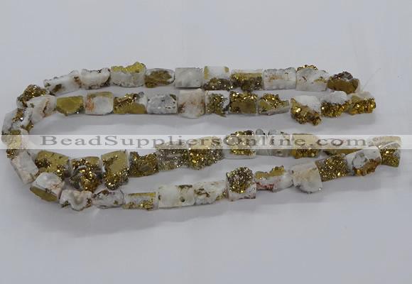 CNG3156 15.5 inche 8*15mm - 11*20mm freeform plated druzy agate beads