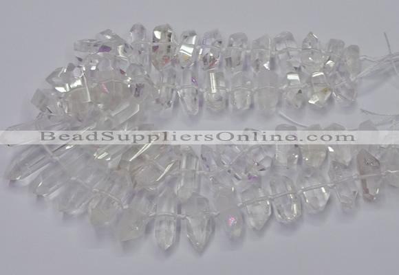 CNG3200 10*25mm - 12*45mm faceted nuggets white crystal beads