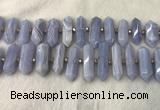 CNG3212 10*25mm - 12*45mm faceted nuggets blue lace agate beads