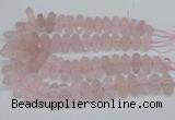 CNG3216 10*25mm - 12*50mm faceted nuggets rose quartz beads