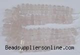 CNG3217 10*25mm - 12*50mm faceted nuggets rose quartz beads