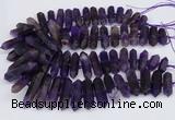 CNG3219 15.5 inches 10*25mm - 12*50mm faceted nuggets matte amethyst beads