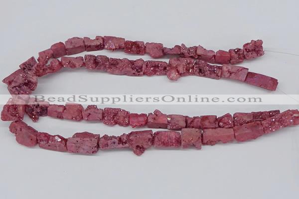 CNG3252 15.5 inches 8*15mm - 11*20mm freeform plated druzy agate beads