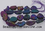 CNG3286 25*30mm - 28*45mm freeform plated druzy agate beads