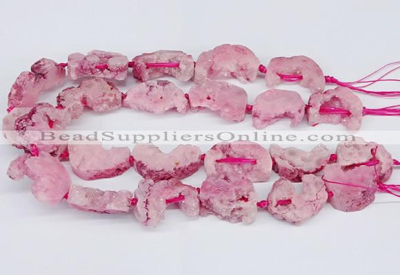 CNG3376 20*30mm - 30*45mm freeform plated druzy agate beads