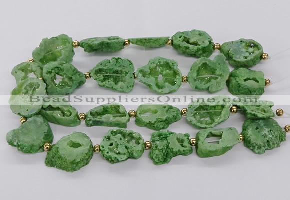 CNG3416 15.5 inches 18*25mm - 30*35mm freeform plated druzy agate beads