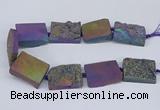 CNG3478 15.5 inches 30*40mm freeform plated druzy agate beads