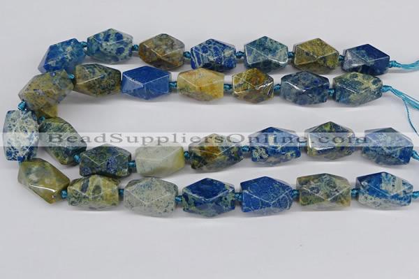 CNG3522 15.5 inches 15*25mm faceted nuggets fossil coral beads