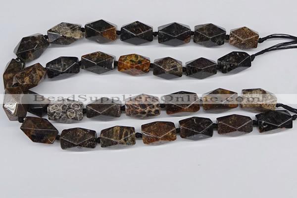 CNG3523 15.5 inches 15*25mm faceted nuggets fossil coral beads