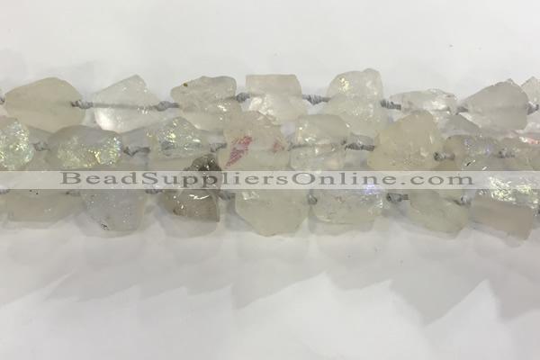 CNG3545 15*20mm - 20*25mm nuggets plated rough white crystal beads