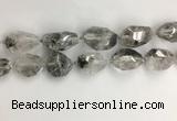 CNG3585 15*25mm - 20*30mm faceted nuggets black rutilated quartz beads