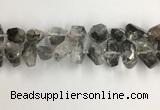 CNG3586 15*20mm - 15*30mm faceted nuggets black rutilated quartz beads