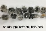 CNG3587 15*20mm - 18*25mm nuggets black & white rutilated quartz beads