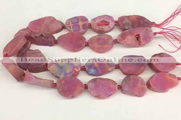 CNG3621 20*35mm - 30*45mm freeform plated druzy agate beads