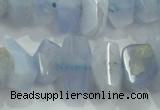 CNG368 15.5 inches 10*20mm faceted nuggets blue chalcedony beads