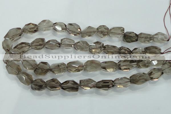 CNG401 15.5 inches 15*20mm faceted nuggets smoky quartz beads