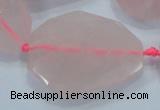 CNG481 15.5 inches 30*40mm twisted & faceted nuggets rose quartz beads