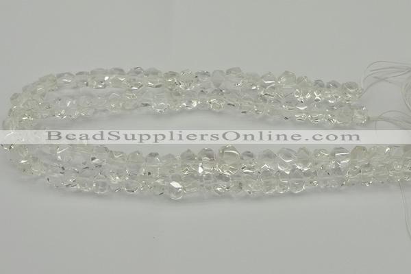 CNG5022 15.5 inches 6*8mm - 10*14mm faceted nuggets white crystal beads