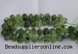 CNG5202 12*16mm - 15*20mm faceted nuggets green rutilated quartz beads