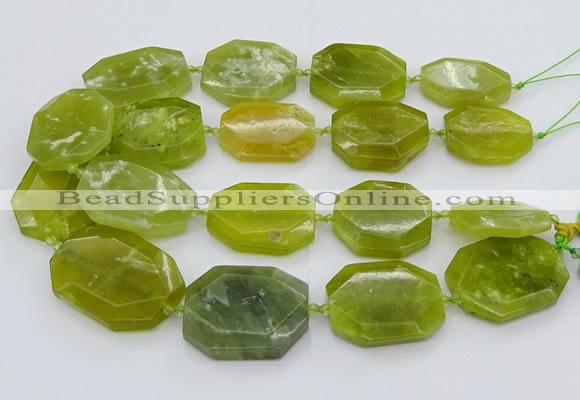 CNG5358 15.5 inches 20*30mm - 35*45mm faceted freeform lemon jade beads