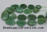 CNG5361 20*30mm - 35*45mm faceted freeform green aventurine beads