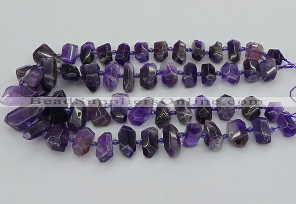 CNG5365 15.5 inches 12*16mm - 15*25mm faceted nuggets amethyst beads