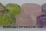 CNG5393 15.5 inches 12*16mm - 15*25mm faceted nuggets mixed quartz beads