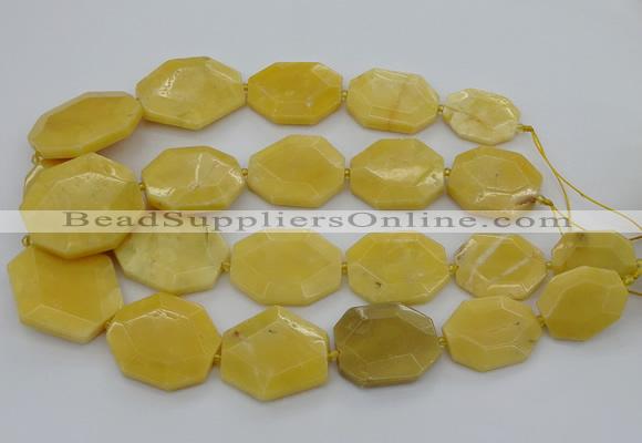 CNG5405 15.5 inches 20*30mm - 35*45mm faceted freeform yellow jade beads