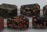 CNG5416 12*16mm - 15*25mm faceted nuggets red snowflake obsidian beads