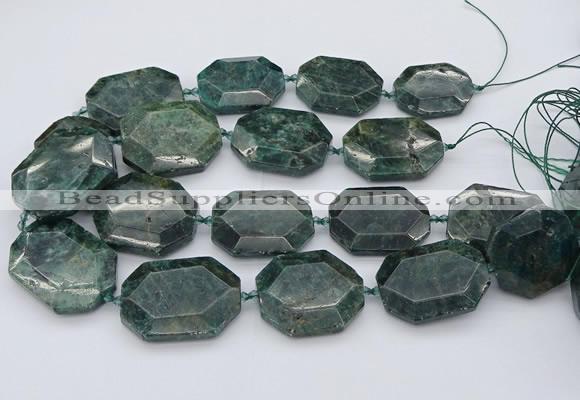 CNG5419 20*30mm - 35*45mm faceted freeform green apatite beads