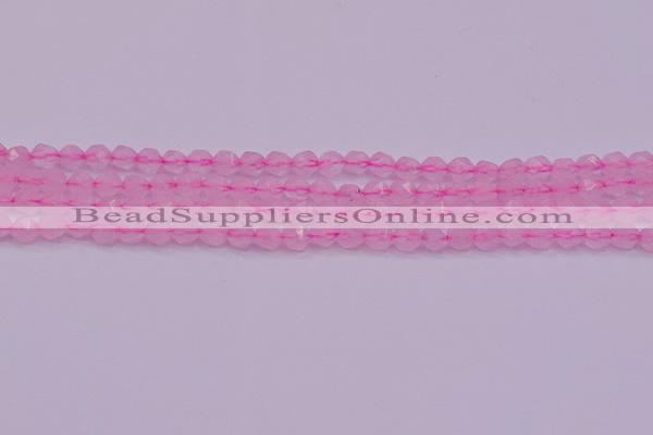 CNG5481 15.5 inches 6mm faceted nuggets rose quartz beads