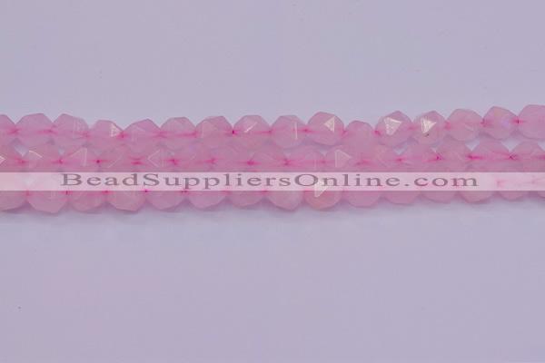 CNG5484 15.5 inches 12mm faceted nuggets rose quartz beads