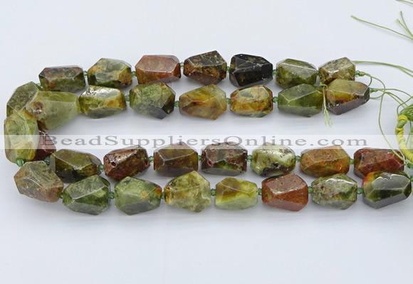 CNG5511 12*16mm - 15*25mm faceted nuggets green garnet beads