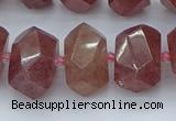 CNG5584 12*16mm - 15*20mm faceted nuggets strawberry quartz beads