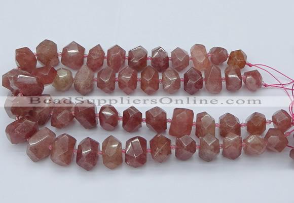 CNG5584 12*16mm - 15*20mm faceted nuggets strawberry quartz beads