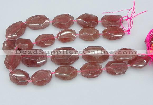 CNG5594 20*25mm - 25*35mm faceted freeform strawberry quartz beads