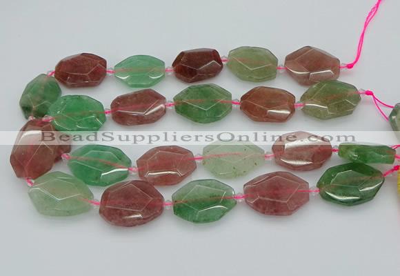 CNG5596 20*25mm - 25*35mm faceted freeform mixed strawberry quartz beads