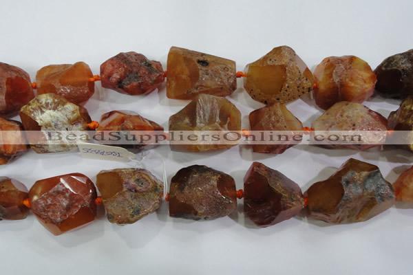 CNG567 18*25mm - 25*35mm faceted nuggets red agate beads