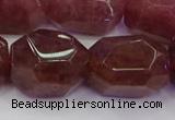 CNG5847 16*22mm - 18*25mm faceted nuggets strawberry quartz beads