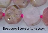 CNG5885 15.5 inches 10*14mm - 12*16mm faceted freeform pink opal beads