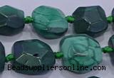 CNG5953 15.5 inches 10*12mm - 10*14mm faceted freeform malachite beads