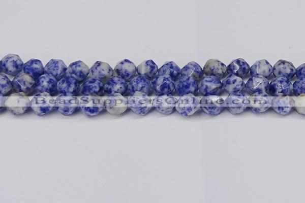 CNG6031 15.5 inches 12mm faceted nuggets blue spot stone beads