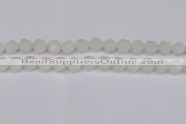 CNG6043 15.5 inches 12mm faceted nuggets white jade beads