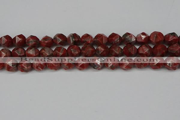 CNG6052 15.5 inches 12mm faceted nuggets brecciated jasper beads